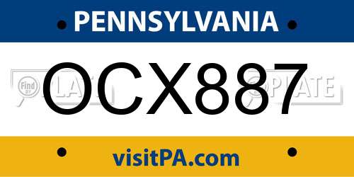 OCX887 Pennsylvania License Plate