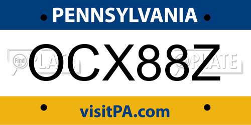OCX88Z Pennsylvania License Plate