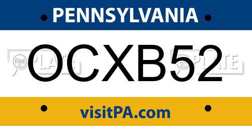 OCXB52 Pennsylvania License Plate