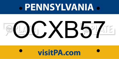 OCXB57 Pennsylvania License Plate