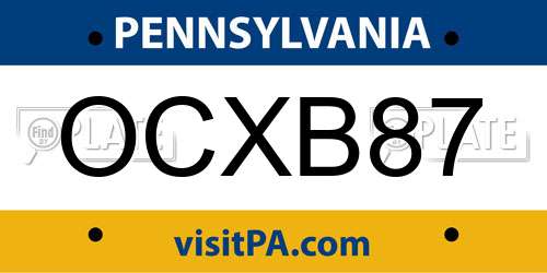 OCXB87 Pennsylvania License Plate