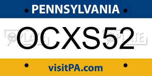 OCXS52 Pennsylvania License Plate