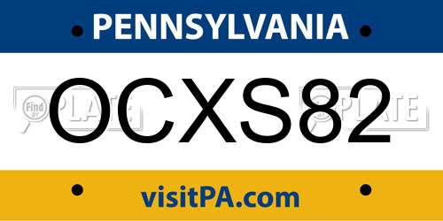 OCXS82 Pennsylvania License Plate