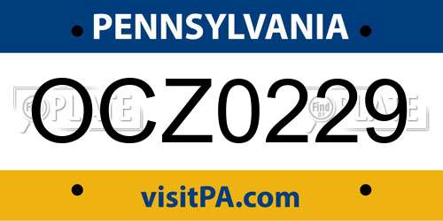 OCZ0229 Pennsylvania License Plate