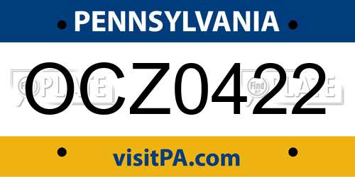 OCZ0422 Pennsylvania License Plate