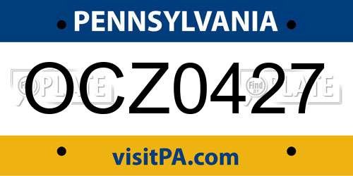 OCZ0427 Pennsylvania License Plate