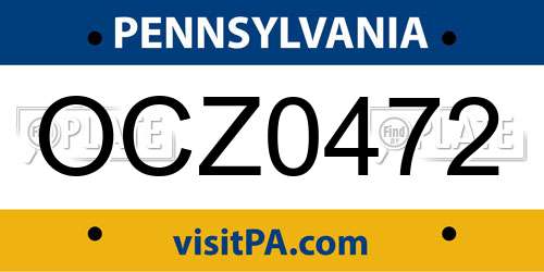 OCZ0472 Pennsylvania License Plate