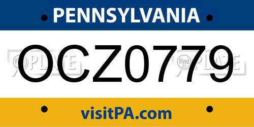 OCZ0779 Pennsylvania License Plate