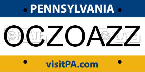 OCZOAZZ Pennsylvania License Plate