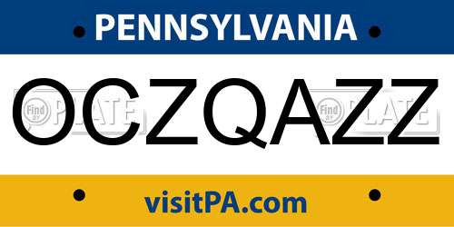 OCZQAZZ Pennsylvania License Plate