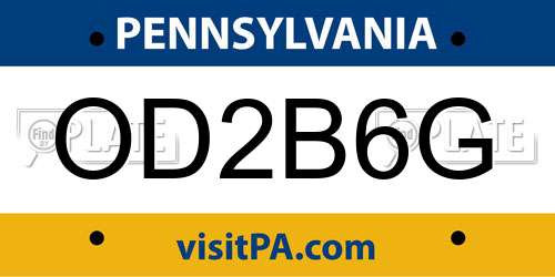 OD2B6G Pennsylvania License Plate