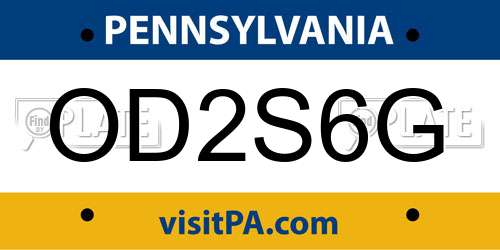 OD2S6G Pennsylvania License Plate