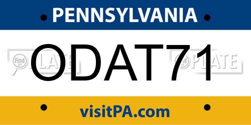 ODAT71 Pennsylvania License Plate