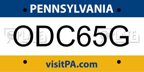 ODC65G Pennsylvania License Plate