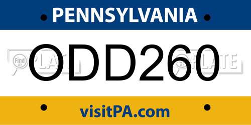 ODD260 Pennsylvania License Plate