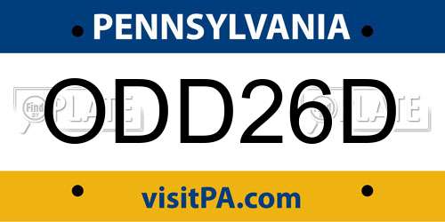 ODD26D Pennsylvania License Plate