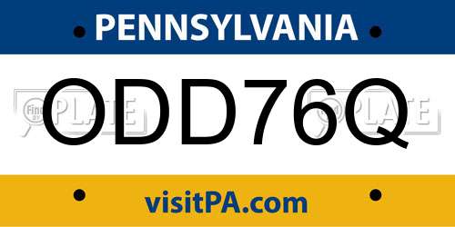 ODD76Q Pennsylvania License Plate