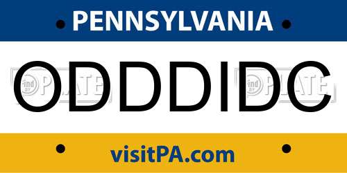 ODDDIDC Pennsylvania License Plate