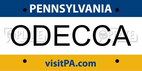 ODECCA Pennsylvania License Plate