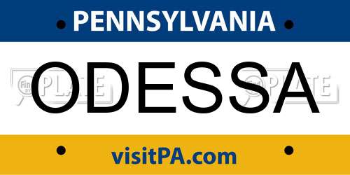 ODESSA Pennsylvania License Plate