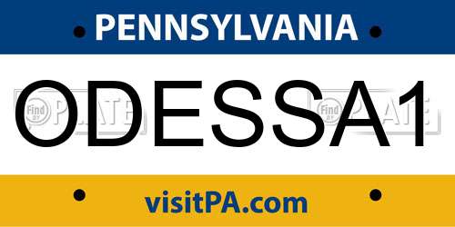 ODESSA1 Pennsylvania License Plate