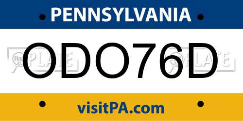 ODO76D Pennsylvania License Plate