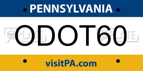 ODOT60 Pennsylvania License Plate