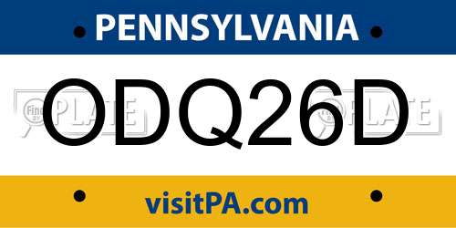 ODQ26D Pennsylvania License Plate