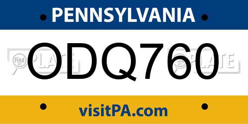 ODQ760 Pennsylvania License Plate
