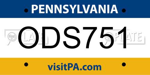ODS751 Pennsylvania License Plate