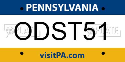 ODST51 Pennsylvania License Plate