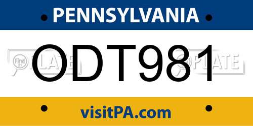 ODT981 Pennsylvania License Plate