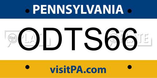 ODTS66 Pennsylvania License Plate