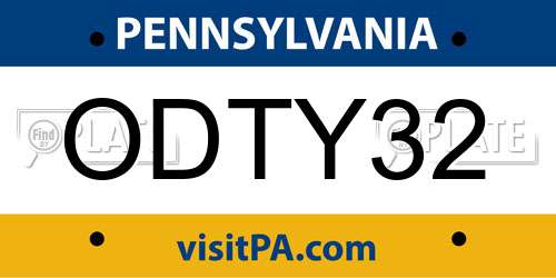ODTY32 Pennsylvania License Plate