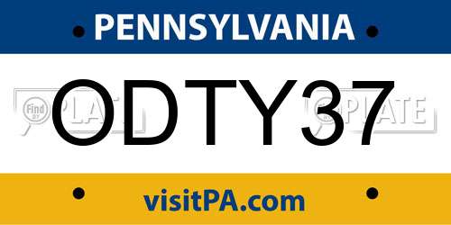 ODTY37 Pennsylvania License Plate