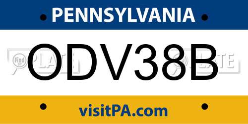 ODV38B Pennsylvania License Plate