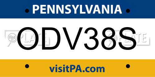 ODV38S Pennsylvania License Plate