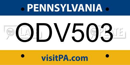ODV503 Pennsylvania License Plate