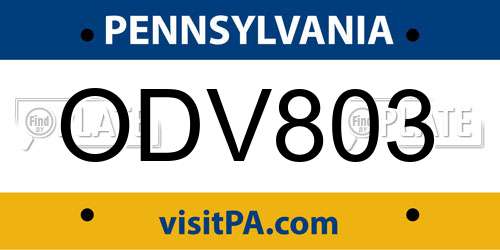 ODV803 Pennsylvania License Plate