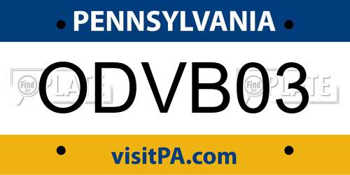 ODVB03 Pennsylvania License Plate