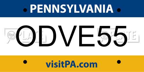 ODVE55 Pennsylvania License Plate