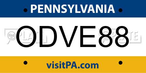 ODVE88 Pennsylvania License Plate