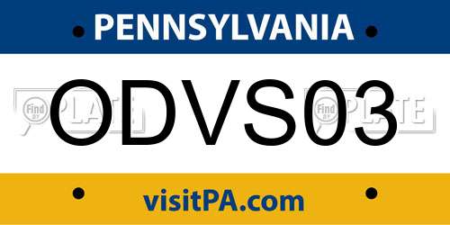 ODVS03 Pennsylvania License Plate