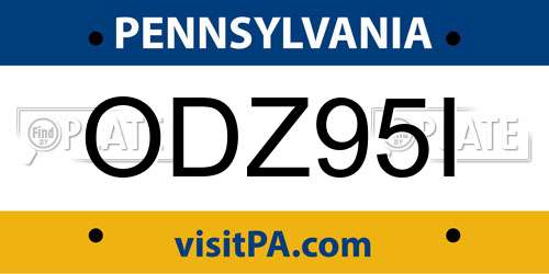 ODZ95I Pennsylvania License Plate