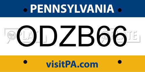 ODZB66 Pennsylvania License Plate