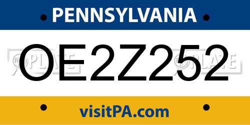 OE2Z252 Pennsylvania License Plate