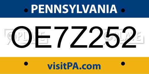 OE7Z252 Pennsylvania License Plate