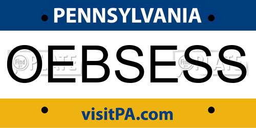 OEBSESS Pennsylvania License Plate