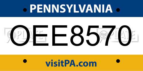 OEE8570 Pennsylvania License Plate