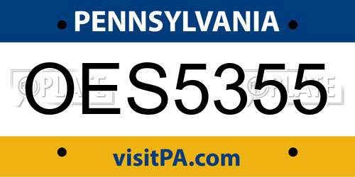 OES5355 Pennsylvania License Plate